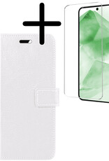 BASEY. Hoes Geschikt voor Samsung A55 Hoesje Bookcase Hoes Flip Case Book Cover Met Screenprotector - Hoesje Geschikt voor Samsung Galaxy A55 Hoes Book Case Hoesje - Wit