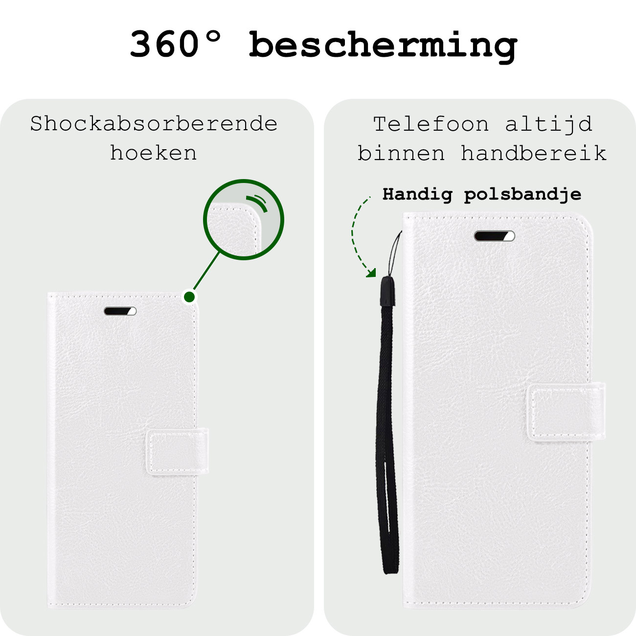 BASEY. Hoes Geschikt voor Samsung A55 Hoesje Bookcase Hoes Flip Case Book Cover Met Screenprotector - Hoesje Geschikt voor Samsung Galaxy A55 Hoes Book Case Hoesje - Wit