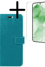 BASEY. Hoes Geschikt voor Samsung A55 Hoesje Bookcase Hoes Flip Case Book Cover Met Screenprotector - Hoesje Geschikt voor Samsung Galaxy A55 Hoes Book Case Hoesje - Turquoise