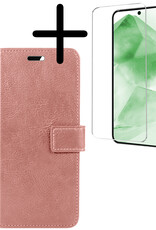 BASEY. Hoes Geschikt voor Samsung A55 Hoesje Bookcase Hoes Flip Case Book Cover Met Screenprotector - Hoesje Geschikt voor Samsung Galaxy A55 Hoes Book Case Hoesje - Rosé goud
