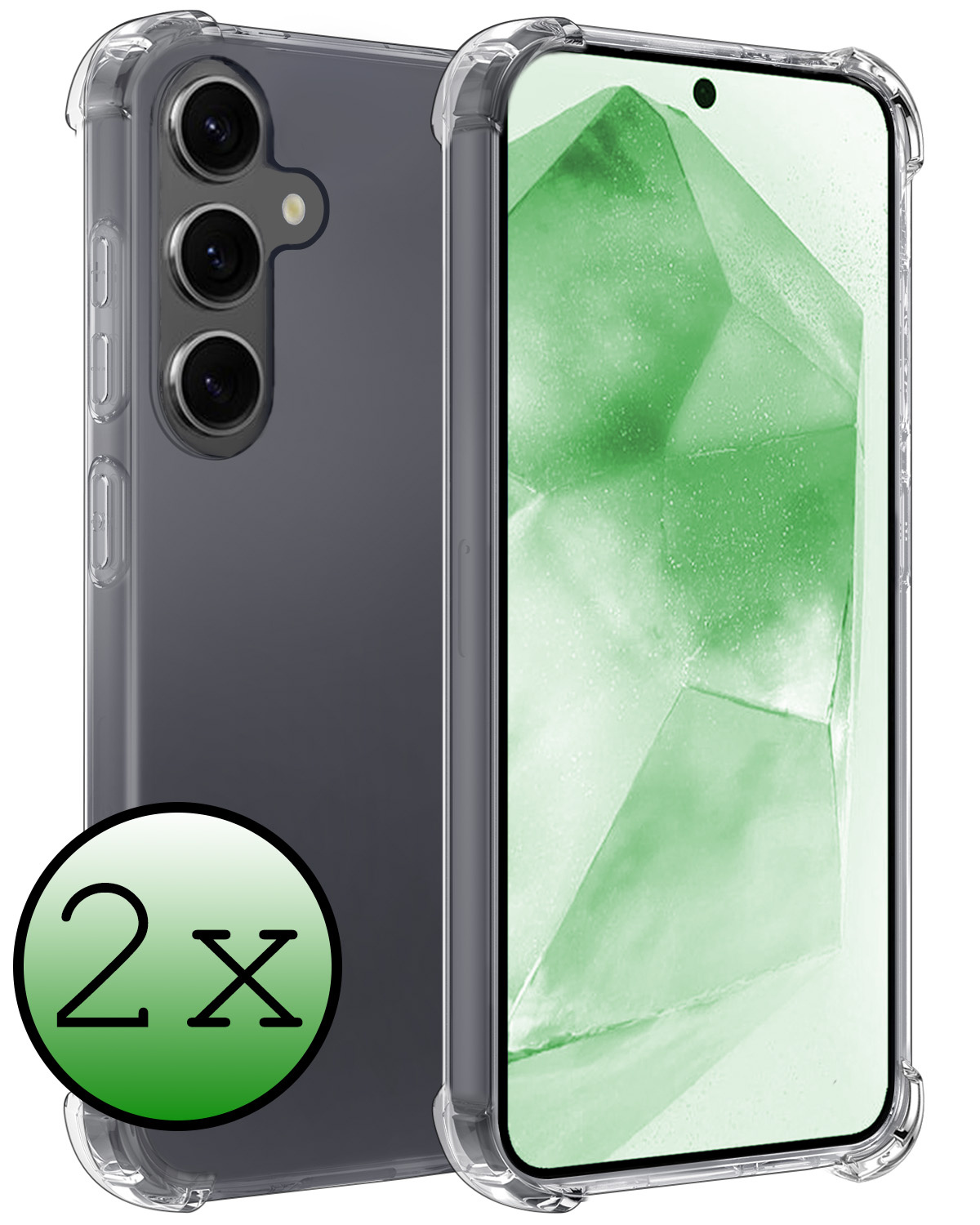 BASEY. Hoes Geschikt voor Samsung A55 Hoesje Shock Proof Case Hoes Siliconen - Hoesje Geschikt voor Samsung Galaxy A55 Hoes Cover Shockproof - Transparant - 2 Stuks