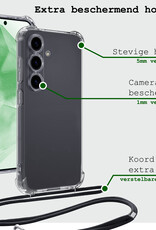 BASEY. Hoes Geschikt voor Samsung A55 Hoesje Shock Proof Case Met Koord Shock Hoes Met Koord - Hoesje Geschikt voor Samsung Galaxy A55 Hoes Cover Met Koord - Transparant