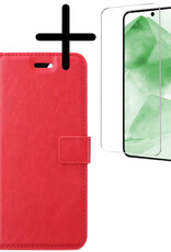 BASEY. Hoes Geschikt voor Samsung A55 Hoesje Bookcase Hoes Flip Case Book Cover Met Screenprotector - Hoesje Geschikt voor Samsung Galaxy A55 Hoes Book Case Hoesje - Rood
