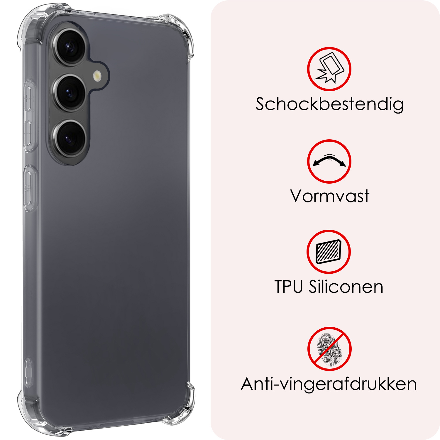 NoXx Hoes Geschikt voor Samsung A55 Hoesje Siliconen Cover Shock Proof Back Case Shockproof Hoes - Transparant