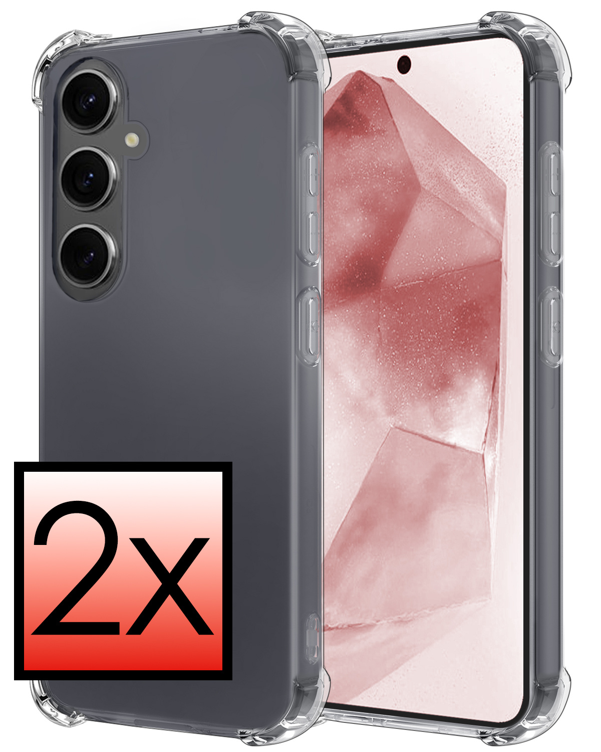 NoXx Hoes Geschikt voor Samsung A55 Hoesje Siliconen Cover Shock Proof Back Case Shockproof Hoes - Transparant - 2x