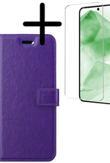 BASEY. Hoes Geschikt voor Samsung A55 Hoesje Bookcase Hoes Flip Case Book Cover Met Screenprotector - Hoesje Geschikt voor Samsung Galaxy A55 Hoes Book Case Hoesje - Paars