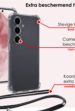 NoXx Hoes Geschikt voor Samsung A55 Hoesje Transparant Met Telefoonkoord Cover Shock Proof Case Koord Hoes
