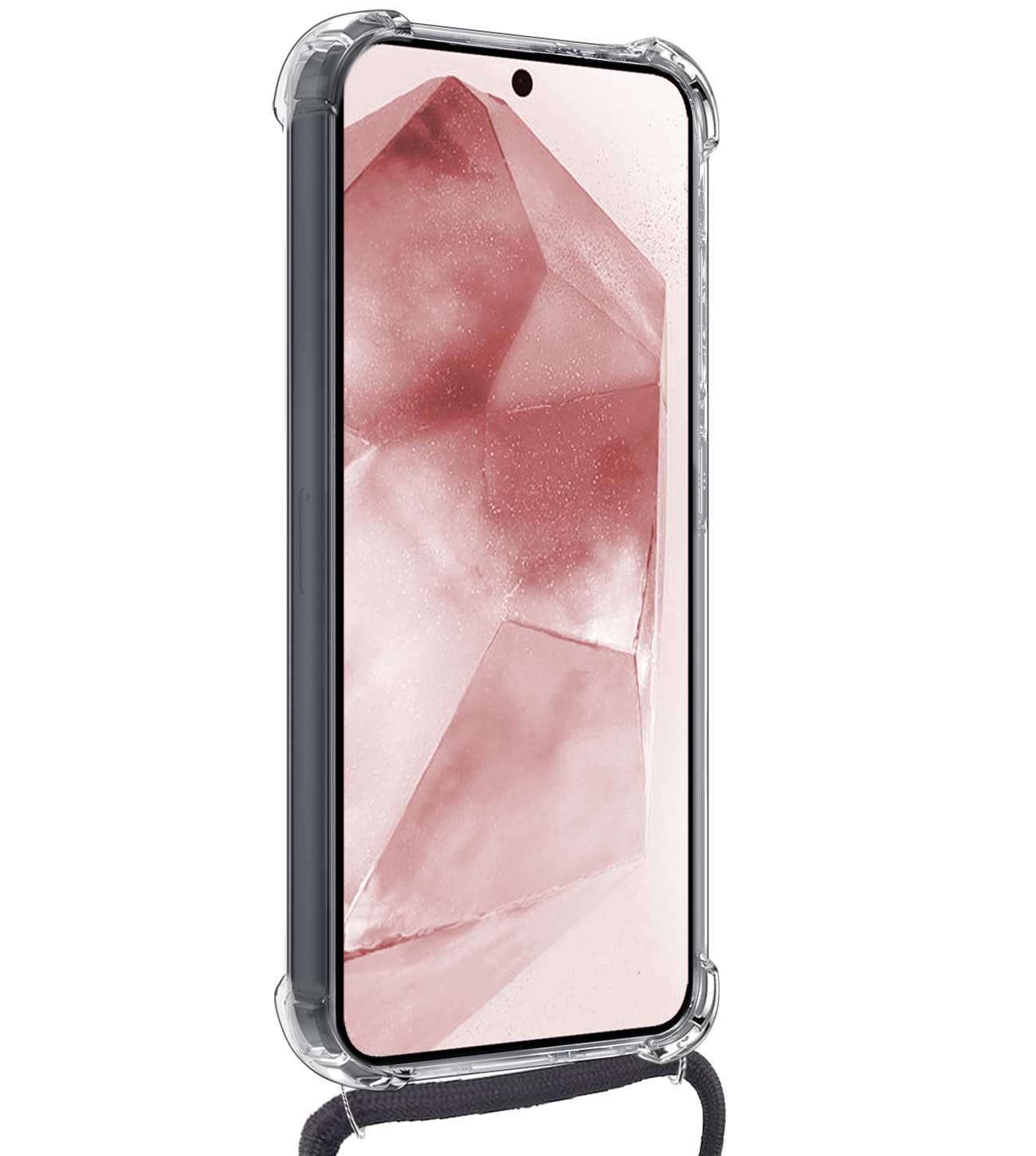 NoXx Hoes Geschikt voor Samsung A55 Hoesje Transparant Met Telefoonkoord Cover Shock Proof Case Koord Hoes