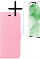 BASEY. Hoes Geschikt voor Samsung A55 Hoesje Bookcase Hoes Flip Case Book Cover Met Screenprotector - Hoesje Geschikt voor Samsung Galaxy A55 Hoes Book Case Hoesje - Lichtroze