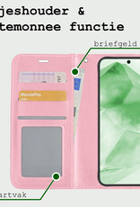 BASEY. Hoes Geschikt voor Samsung A55 Hoesje Bookcase Hoes Flip Case Book Cover Met Screenprotector - Hoesje Geschikt voor Samsung Galaxy A55 Hoes Book Case Hoesje - Lichtroze
