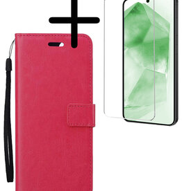 BASEY. BASEY. Samsung Galaxy A55 Hoesje Bookcase Met Screenprotector - Donkerroze