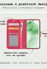 BASEY. Hoes Geschikt voor Samsung A55 Hoesje Bookcase Hoes Flip Case Book Cover Met Screenprotector - Hoesje Geschikt voor Samsung Galaxy A55 Hoes Book Case Hoesje - Donkerroze