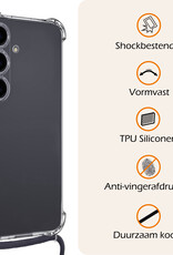 Nomfy Hoesje Geschikt voor Samsung A55 Hoesje Shock Proof Transparant Met Telefoonketting Case Shock Koord - Hoesje Geschikt voor Samsung Galaxy A55 Shock Proof Case Met Koord - Transparant