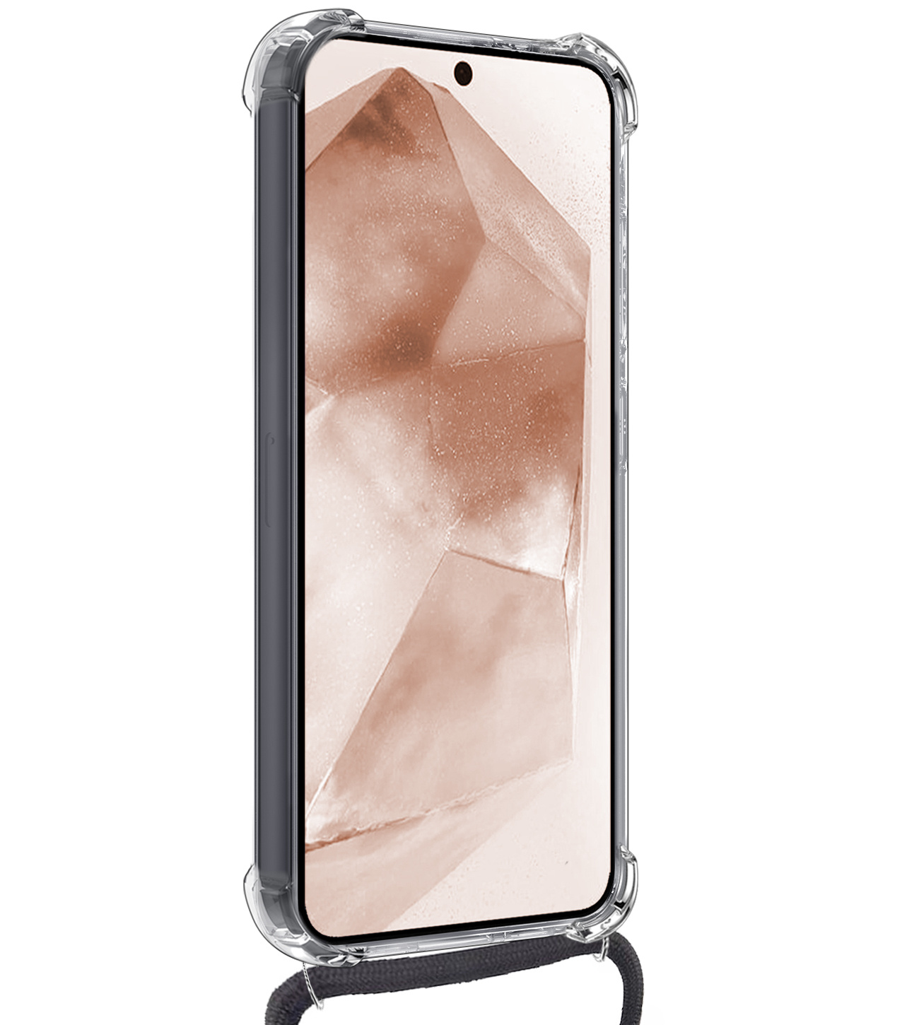 Nomfy Hoesje Geschikt voor Samsung A55 Hoesje Shock Proof Transparant Met Telefoonketting Case Shock Koord - Hoesje Geschikt voor Samsung Galaxy A55 Shock Proof Case Met Koord - Transparant