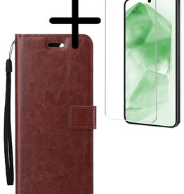 BASEY. BASEY. Samsung Galaxy A55 Hoesje Bookcase Met Screenprotector - Bruin