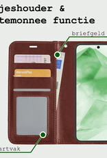 BASEY. Hoes Geschikt voor Samsung A55 Hoesje Bookcase Hoes Flip Case Book Cover Met Screenprotector - Hoesje Geschikt voor Samsung Galaxy A55 Hoes Book Case Hoesje - Bruin