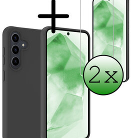 BASEY. BASEY. Samsung Galaxy A55 Hoesje Siliconen Met 2x Screenprotector - Zwart