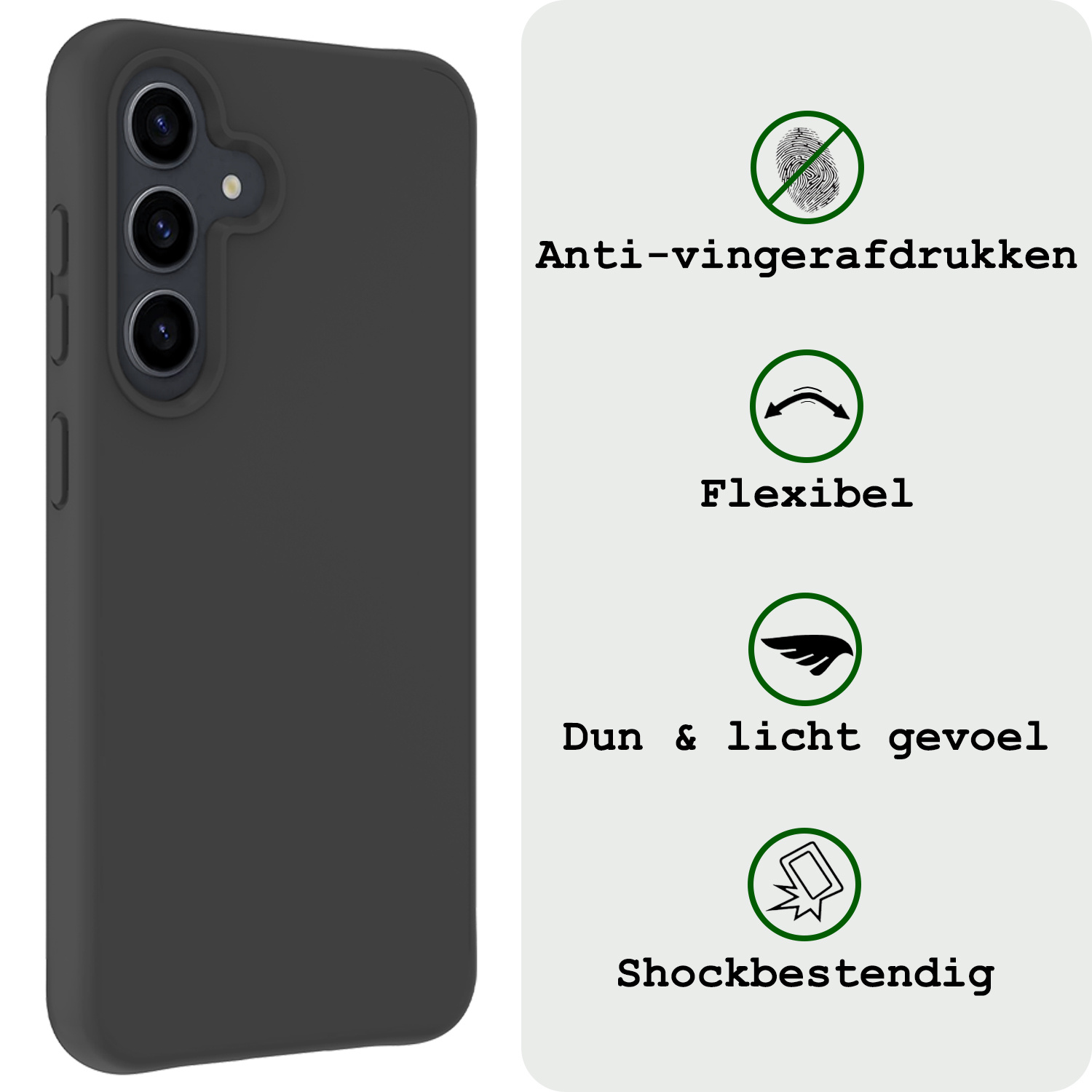 BASEY. Hoes Geschikt voor Samsung A55 Hoesje Siliconen Back Cover Case Met 2x Screenprotector - Hoesje Geschikt voor Samsung Galaxy A55 Hoes Cover Hoesje - Zwart