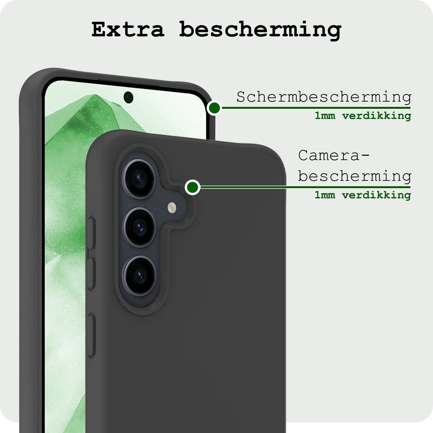 BASEY. Hoes Geschikt voor Samsung A55 Hoesje Siliconen Back Cover Case Met 2x Screenprotector - Hoesje Geschikt voor Samsung Galaxy A55 Hoes Cover Hoesje - Zwart