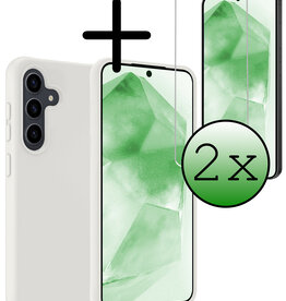BASEY. BASEY. Samsung Galaxy A55 Hoesje Siliconen Met 2x Screenprotector - Wit