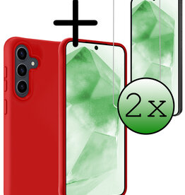BASEY. BASEY. Samsung Galaxy A55 Hoesje Siliconen Met 2x Screenprotector - Rood