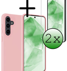 BASEY. BASEY. Samsung Galaxy A55 Hoesje Siliconen Met 2x Screenprotector - Lichtroze