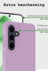 BASEY. Hoes Geschikt voor Samsung A55 Hoesje Siliconen Back Cover Case Met 2x Screenprotector - Hoesje Geschikt voor Samsung Galaxy A55 Hoes Cover Hoesje - Lila