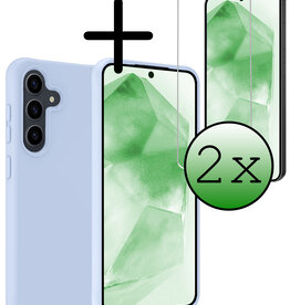 BASEY. BASEY. Samsung Galaxy A55 Hoesje Siliconen Met 2x Screenprotector - Lichtblauw