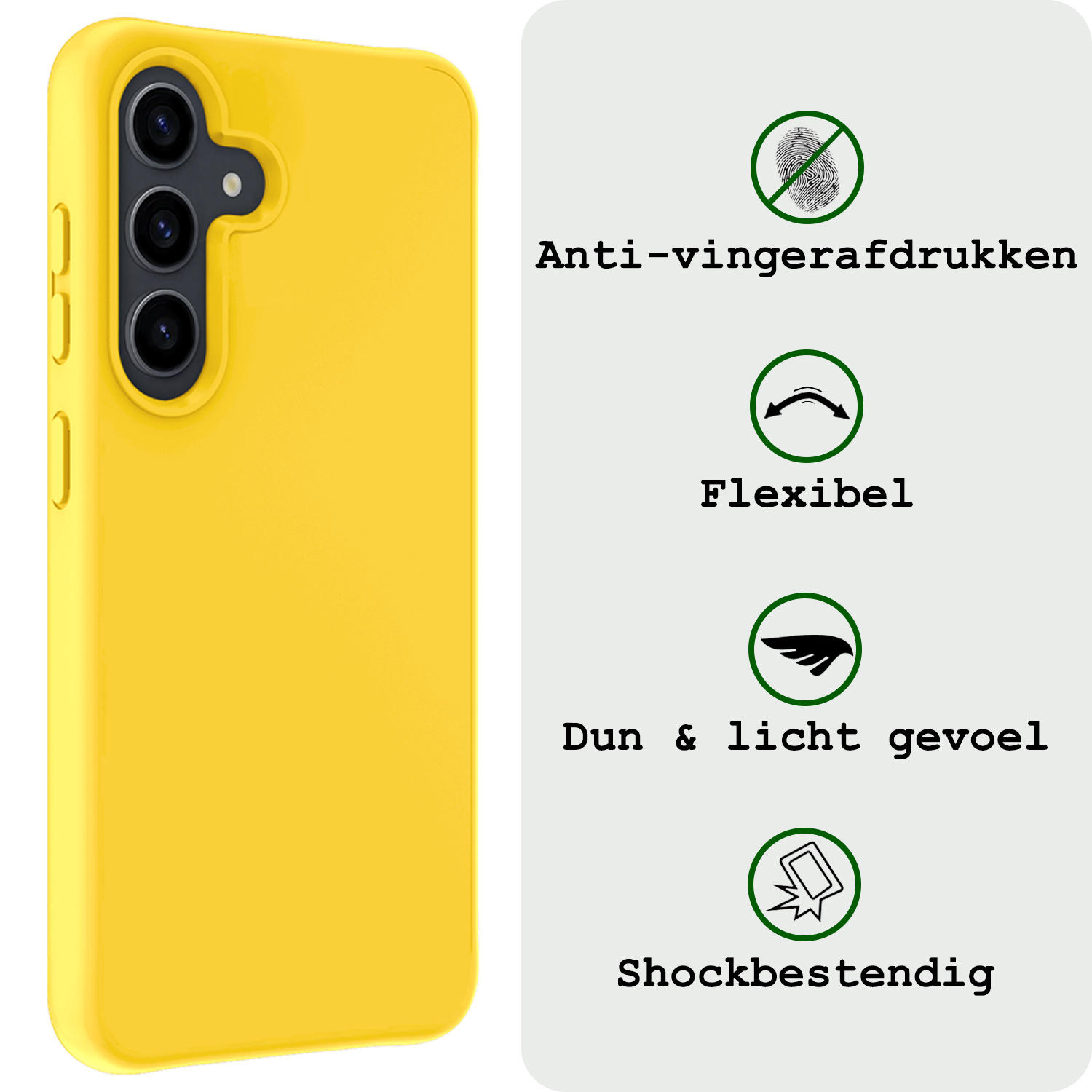 BASEY. Hoes Geschikt voor Samsung A55 Hoesje Siliconen Back Cover Case Met 2x Screenprotector - Hoesje Geschikt voor Samsung Galaxy A55 Hoes Cover Hoesje - Geel