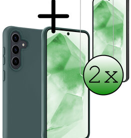 BASEY. BASEY. Samsung Galaxy A55 Hoesje Siliconen Met 2x Screenprotector - Donkergroen