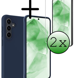 BASEY. BASEY. Samsung Galaxy A55 Hoesje Siliconen Met 2x Screenprotector - Donkerblauw