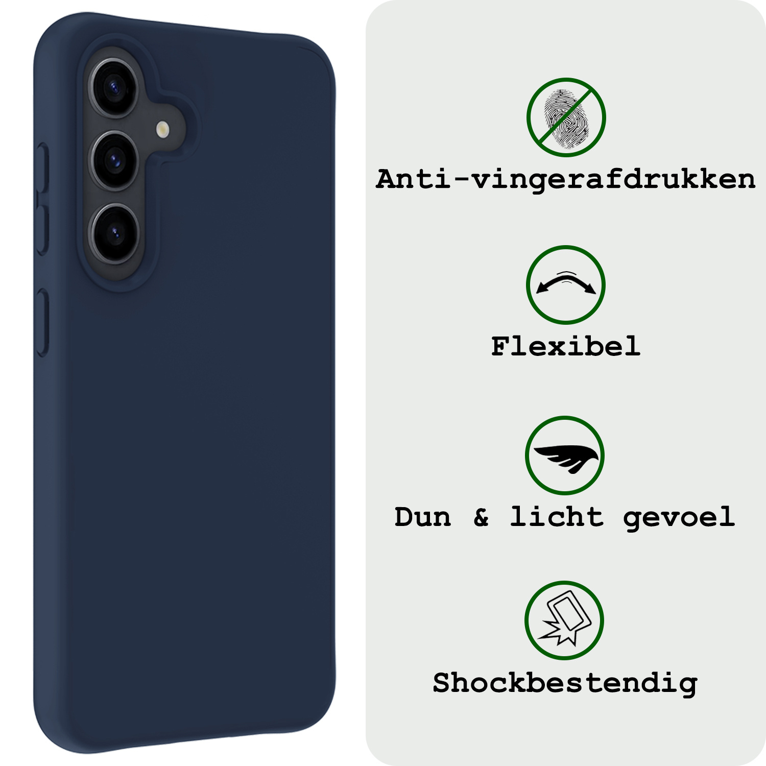 BASEY. Hoes Geschikt voor Samsung A55 Hoesje Siliconen Back Cover Case Met 2x Screenprotector - Hoesje Geschikt voor Samsung Galaxy A55 Hoes Cover Hoesje - Donkerblauw