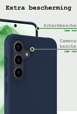 BASEY. Hoes Geschikt voor Samsung A55 Hoesje Siliconen Back Cover Case Met 2x Screenprotector - Hoesje Geschikt voor Samsung Galaxy A55 Hoes Cover Hoesje - Donkerblauw
