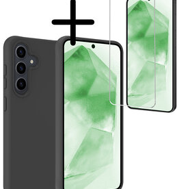 BASEY. BASEY. Samsung Galaxy A55 Hoesje Siliconen Met Screenprotector - Zwart