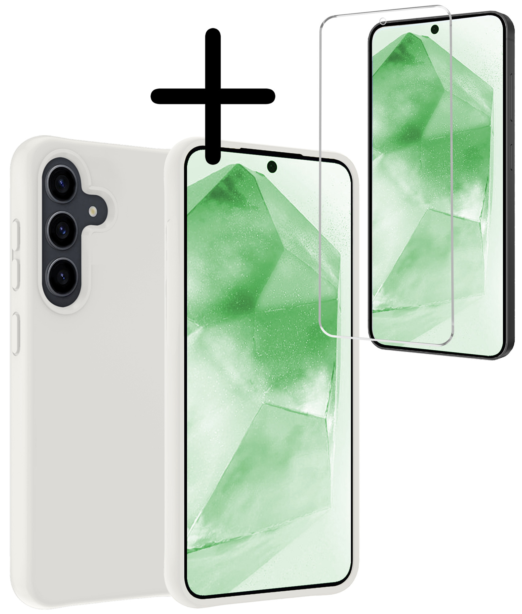 BASEY. Hoes Geschikt voor Samsung A55 Hoesje Siliconen Back Cover Case Met Screenprotector - Hoesje Geschikt voor Samsung Galaxy A55 Hoes Cover Hoesje - Wit