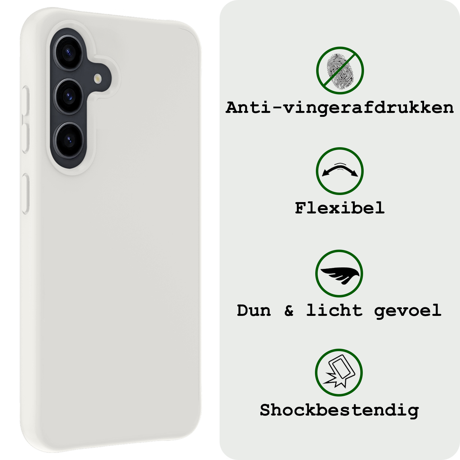 BASEY. Hoes Geschikt voor Samsung A55 Hoesje Siliconen Back Cover Case Met Screenprotector - Hoesje Geschikt voor Samsung Galaxy A55 Hoes Cover Hoesje - Wit
