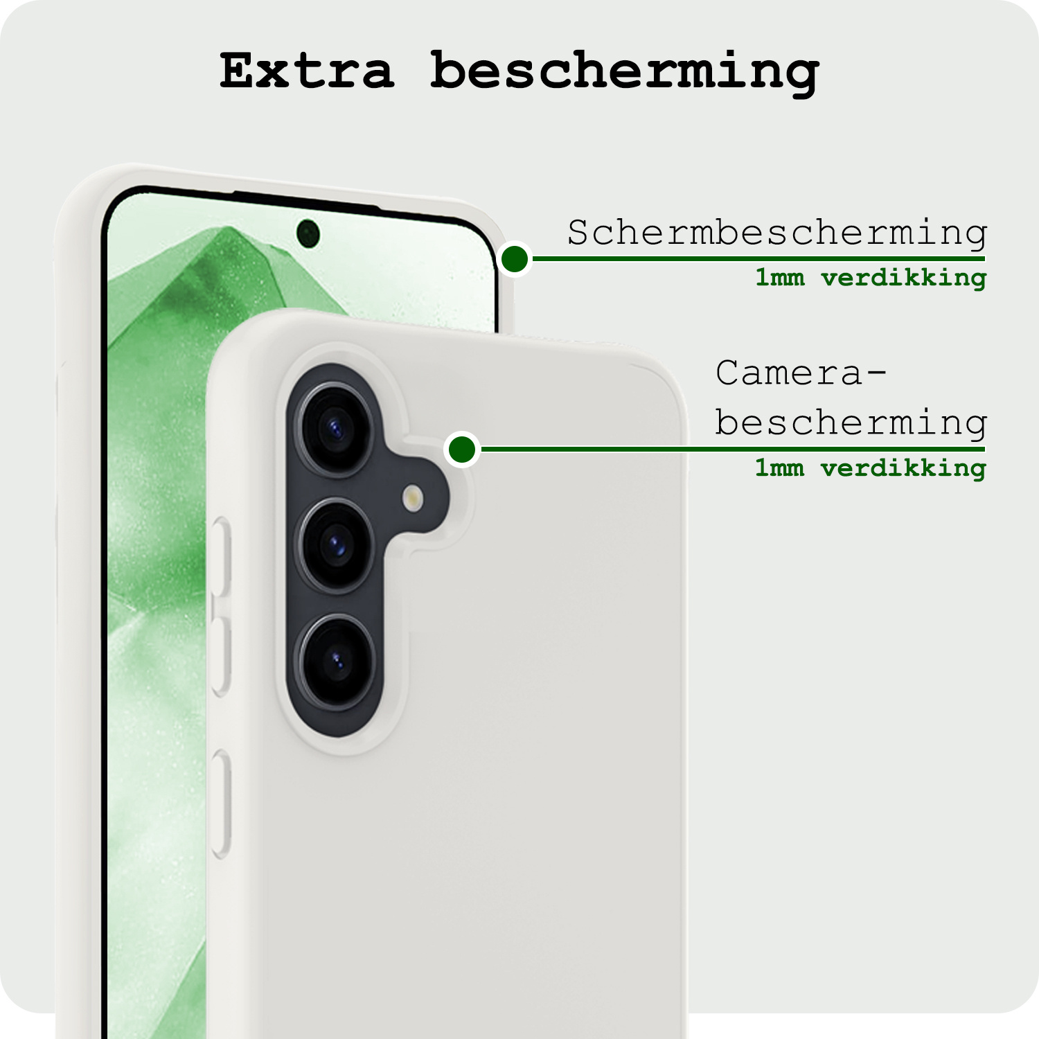 BASEY. Hoes Geschikt voor Samsung A55 Hoesje Siliconen Back Cover Case Met Screenprotector - Hoesje Geschikt voor Samsung Galaxy A55 Hoes Cover Hoesje - Wit