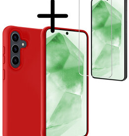 BASEY. BASEY. Samsung Galaxy A55 Hoesje Siliconen Met Screenprotector - Rood