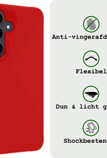 BASEY. Hoes Geschikt voor Samsung A55 Hoesje Siliconen Back Cover Case Met Screenprotector - Hoesje Geschikt voor Samsung Galaxy A55 Hoes Cover Hoesje - Rood