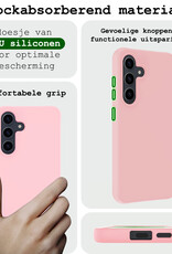 BASEY. Hoes Geschikt voor Samsung A55 Hoesje Siliconen Back Cover Case Met Screenprotector - Hoesje Geschikt voor Samsung Galaxy A55 Hoes Cover Hoesje - Lichtroze