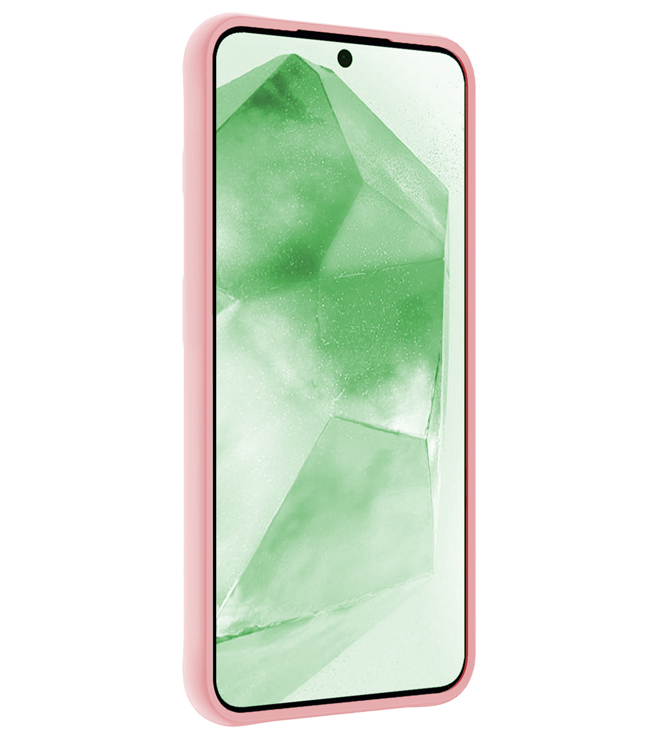 BASEY. Hoes Geschikt voor Samsung A55 Hoesje Siliconen Back Cover Case Met Screenprotector - Hoesje Geschikt voor Samsung Galaxy A55 Hoes Cover Hoesje - Lichtroze