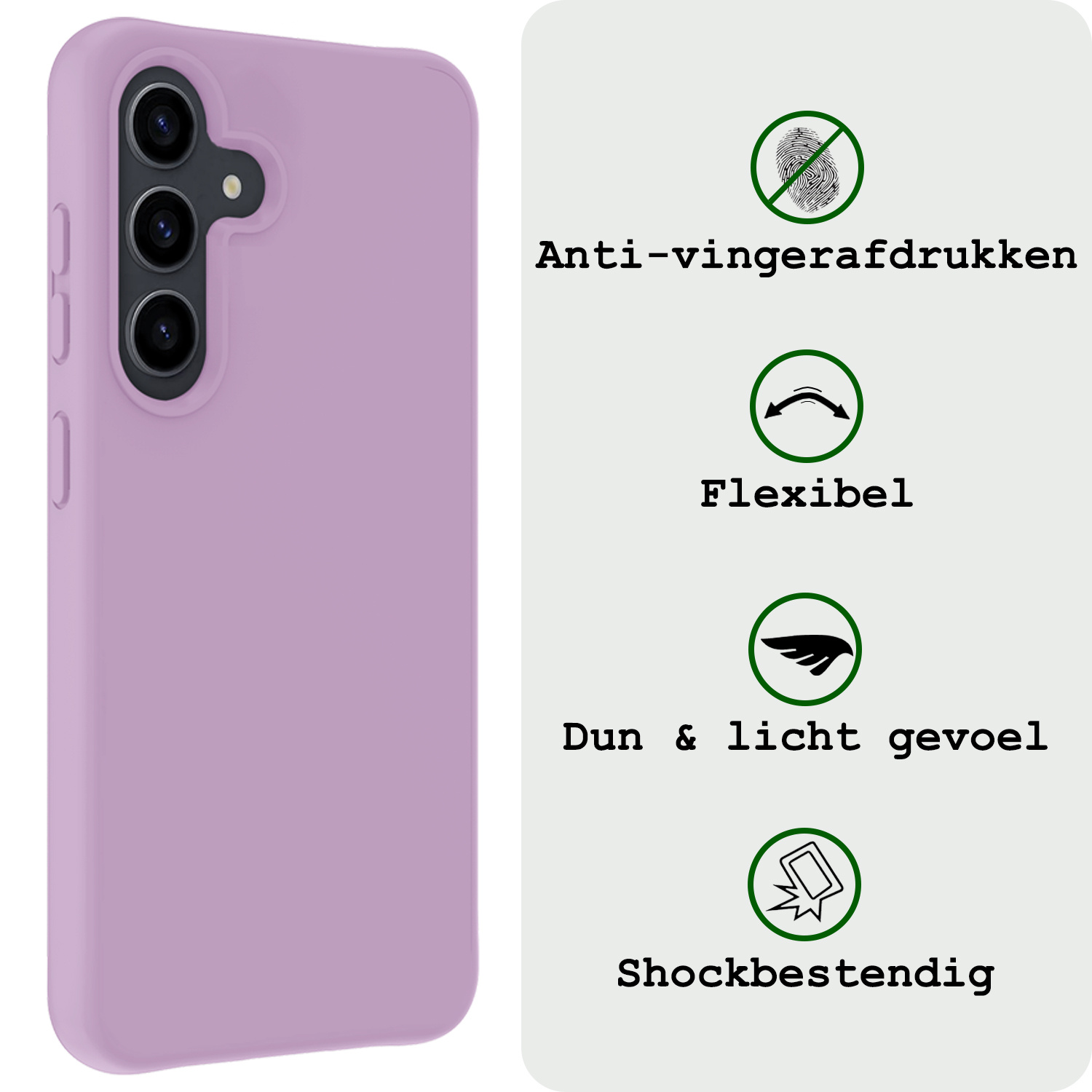 BASEY. Hoes Geschikt voor Samsung A55 Hoesje Siliconen Back Cover Case Met Screenprotector - Hoesje Geschikt voor Samsung Galaxy A55 Hoes Cover Hoesje - Lila