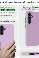 BASEY. Hoes Geschikt voor Samsung A55 Hoesje Siliconen Back Cover Case Met Screenprotector - Hoesje Geschikt voor Samsung Galaxy A55 Hoes Cover Hoesje - Lila