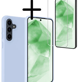 BASEY. BASEY. Samsung Galaxy A55 Hoesje Siliconen Met Screenprotector - Lichtblauw