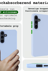 BASEY. Hoes Geschikt voor Samsung A55 Hoesje Siliconen Back Cover Case Met Screenprotector - Hoesje Geschikt voor Samsung Galaxy A55 Hoes Cover Hoesje - Lichtblauw