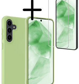 BASEY. BASEY. Samsung Galaxy A55 Hoesje Siliconen Met Screenprotector - Groen