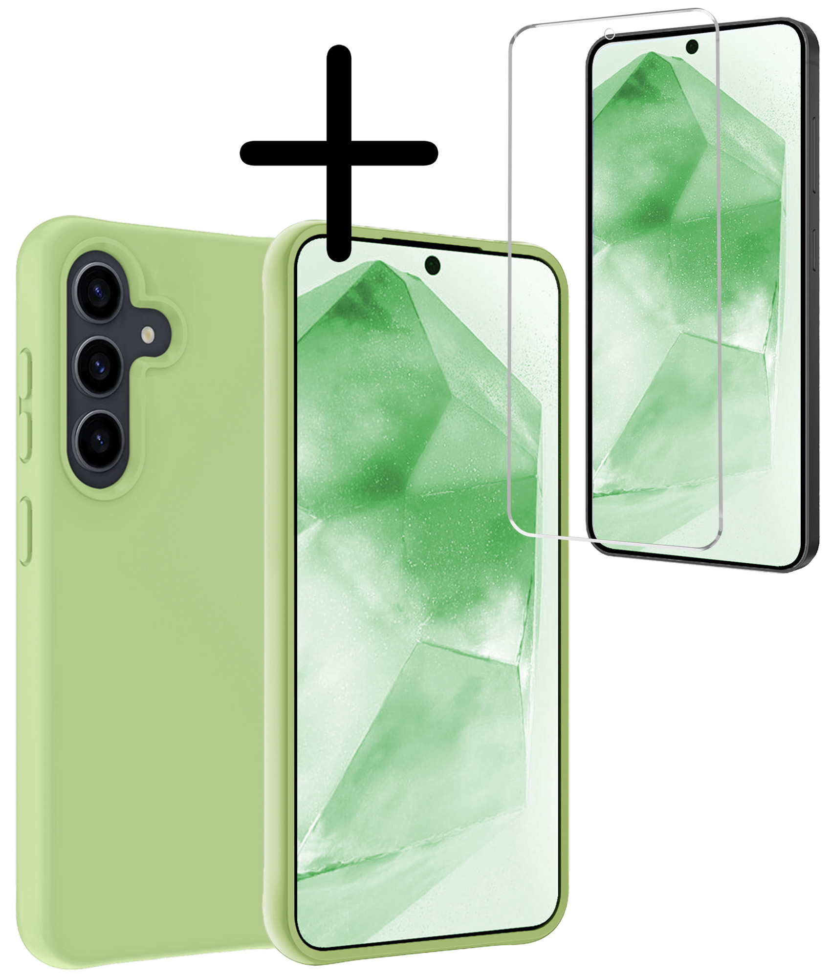 BASEY. Hoes Geschikt voor Samsung A55 Hoesje Siliconen Back Cover Case Met Screenprotector - Hoesje Geschikt voor Samsung Galaxy A55 Hoes Cover Hoesje - Groen
