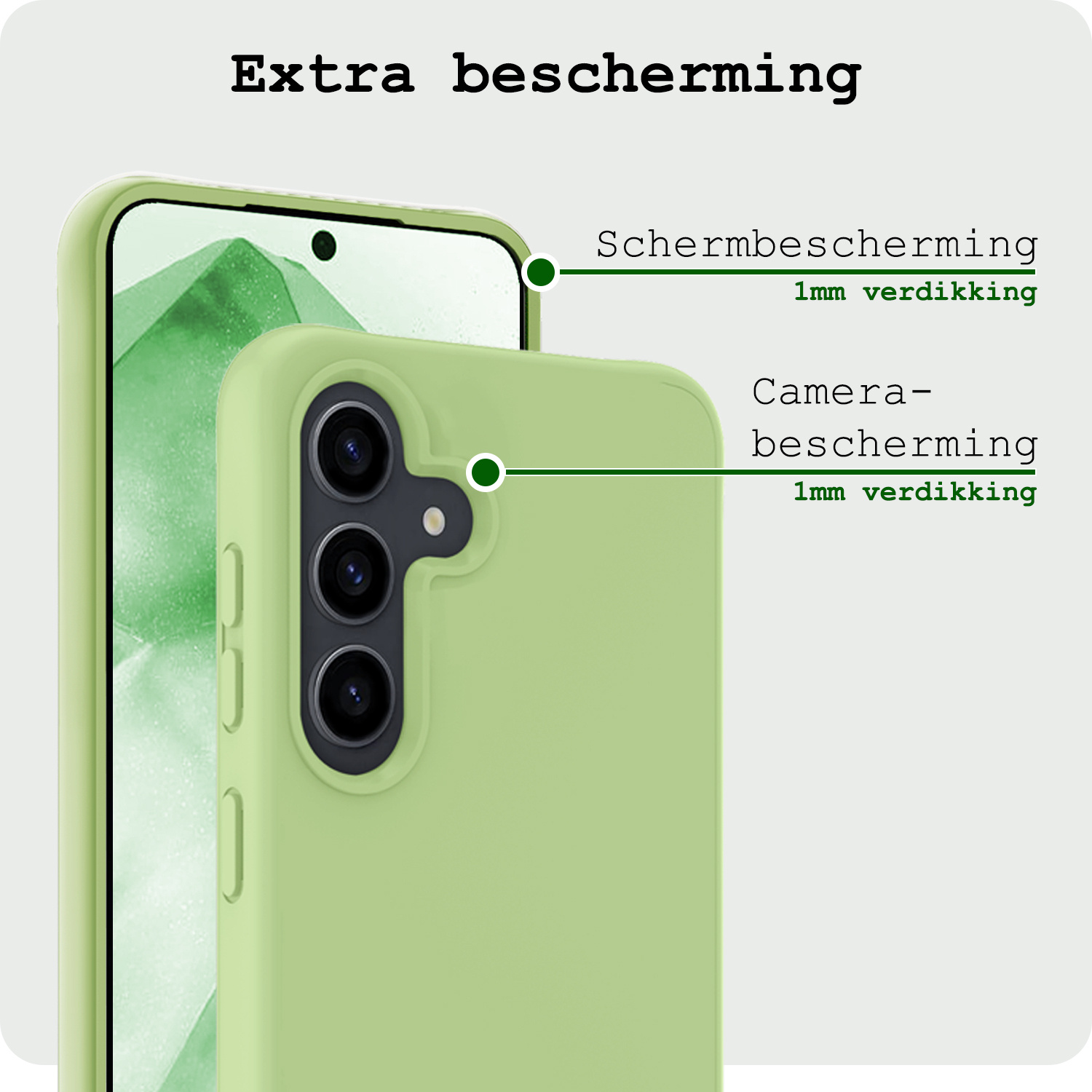 BASEY. Hoes Geschikt voor Samsung A55 Hoesje Siliconen Back Cover Case Met Screenprotector - Hoesje Geschikt voor Samsung Galaxy A55 Hoes Cover Hoesje - Groen