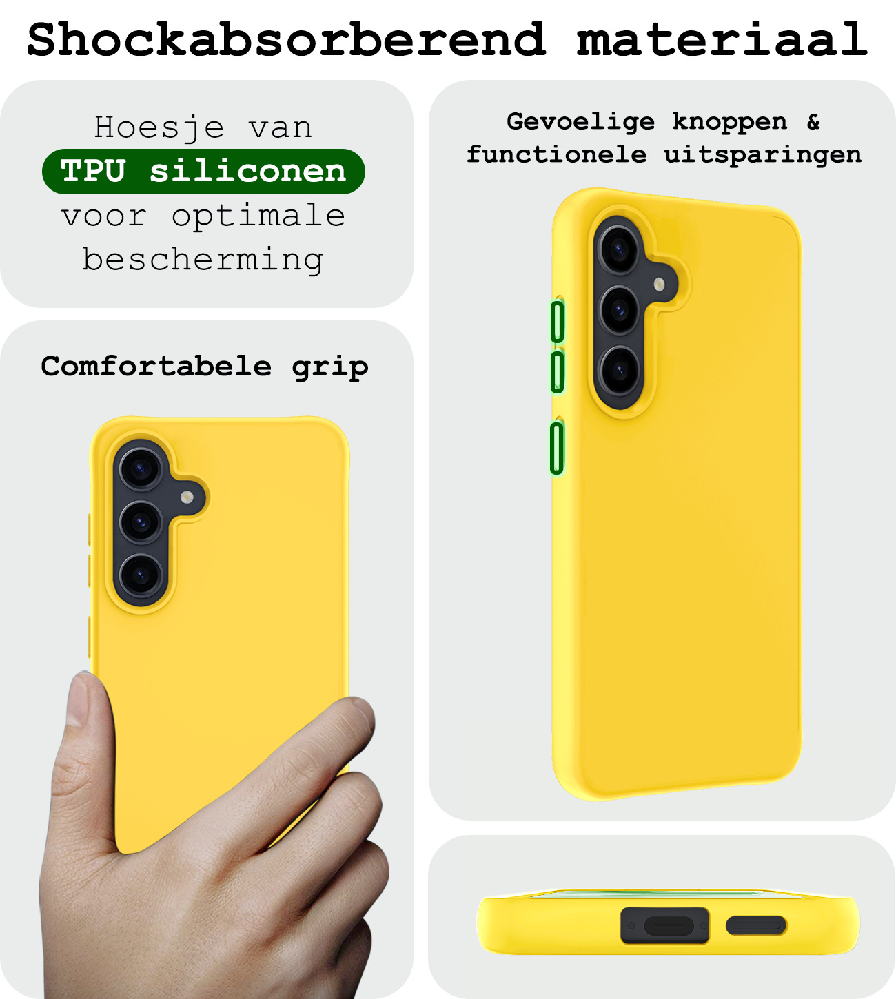 BASEY. Hoes Geschikt voor Samsung A55 Hoesje Siliconen Back Cover Case Met Screenprotector - Hoesje Geschikt voor Samsung Galaxy A55 Hoes Cover Hoesje - Geel