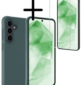 BASEY. BASEY. Samsung Galaxy A55 Hoesje Siliconen Met Screenprotector - Donkergroen